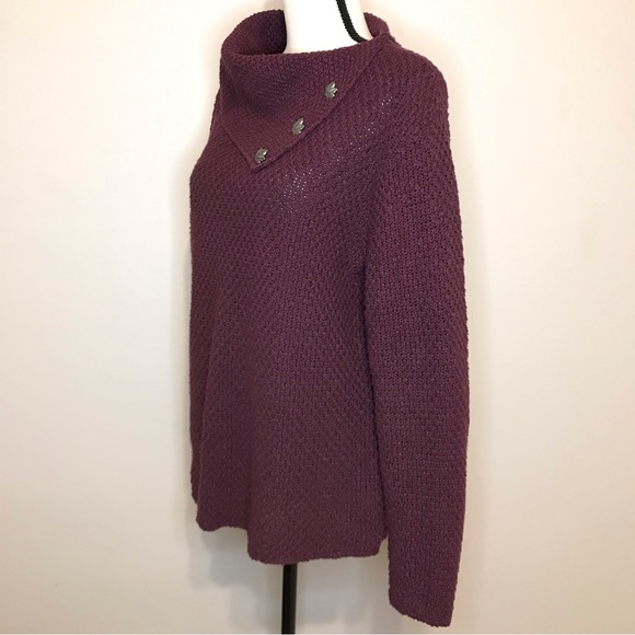 {SOLD} Gorgeous Coldwater Creek Cowl Neck Turtleneck Knit Sweater Leaves Buttons - Picture 4 of 15